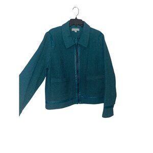 Ryegrass NWT Women’s Sea Grass Green Zip Up Jacket Faux Leather Trim in Size XXL